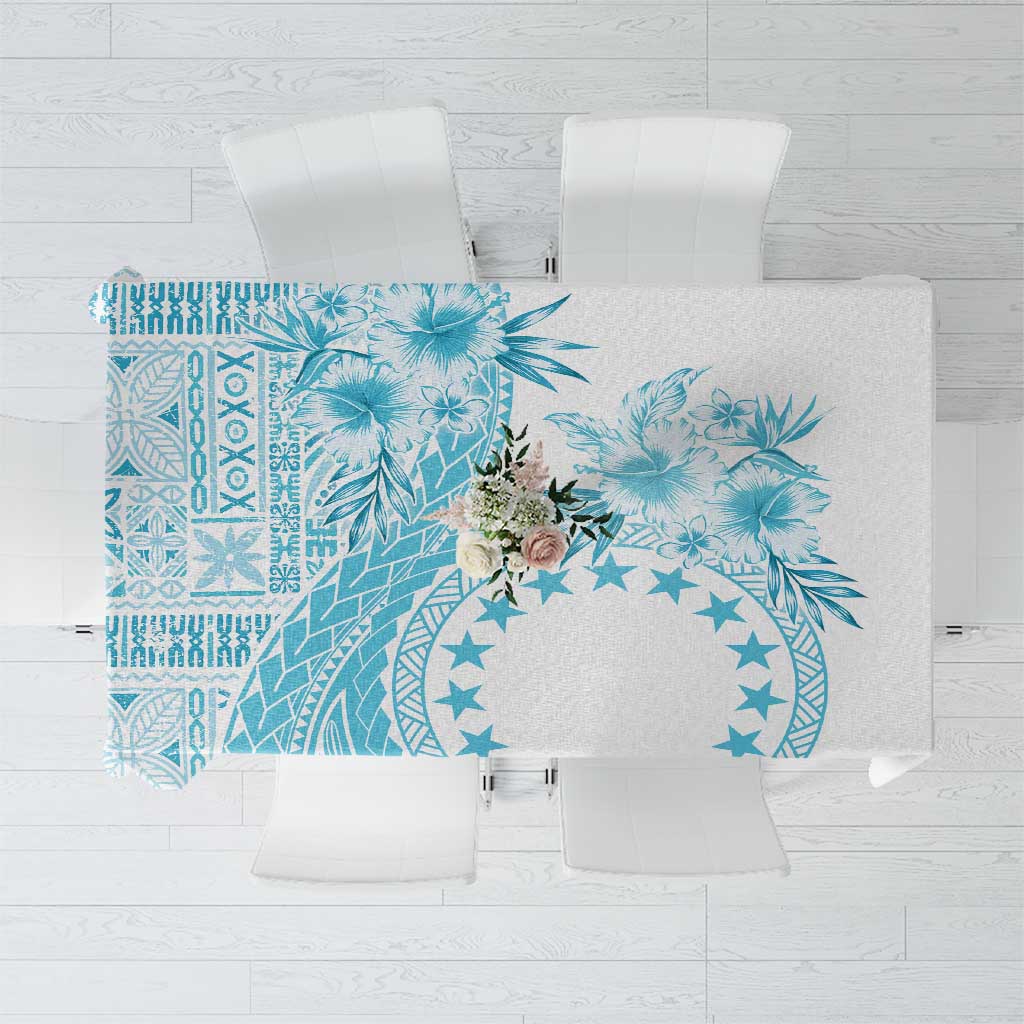 Kia Orana Cook Islands Tablecloth Tiare and Stars - Turquoise LT7 Turquoise - Polynesian Pride