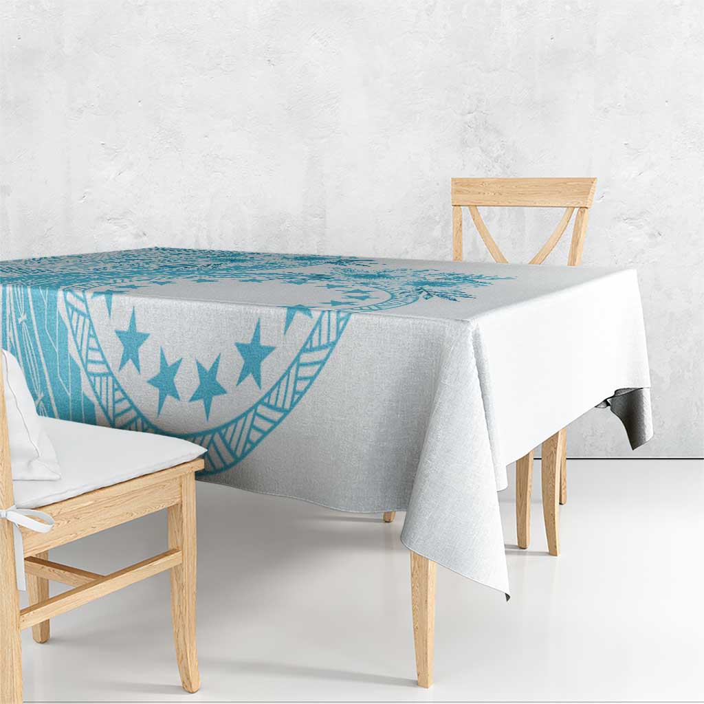 Kia Orana Cook Islands Tablecloth Tiare and Stars - Turquoise LT7 - Polynesian Pride