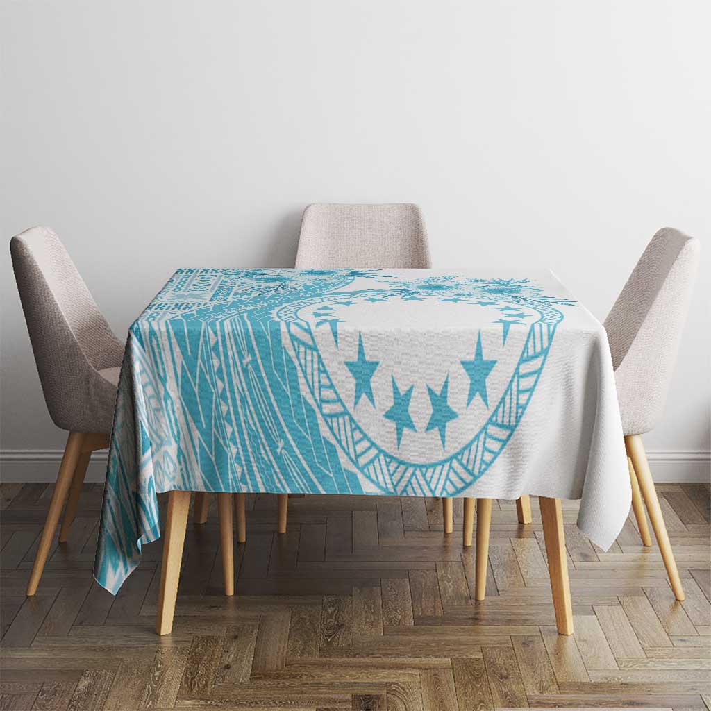Kia Orana Cook Islands Tablecloth Tiare and Stars - Turquoise LT7 - Polynesian Pride