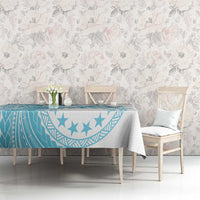 Kia Orana Cook Islands Tablecloth Tiare and Stars - Turquoise LT7 - Polynesian Pride