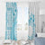 Kia Orana Cook Islands Window Curtain Tiare and Stars - Turquoise