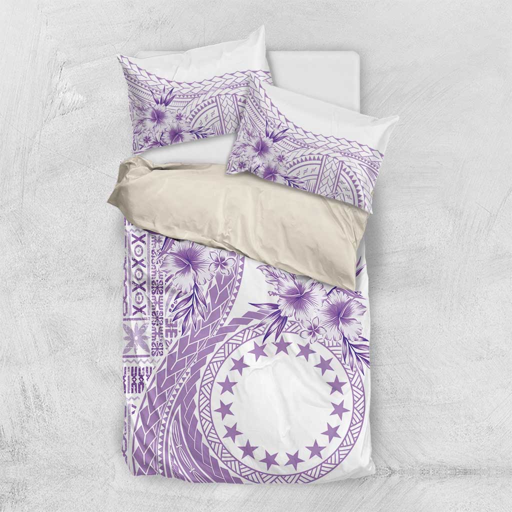 Kia Orana Cook Islands Bedding Set Tiare and Stars - Lavender LT7 US Twin 172cm x 218cm Lavender - Polynesian Pride