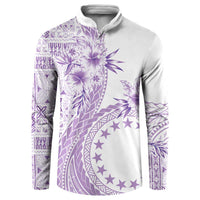 Kia Orana Cook Islands Button Sweatshirt Tiare and Stars - Lavender LT7 Lavender - Polynesian Pride
