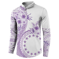 Kia Orana Cook Islands Button Sweatshirt Tiare and Stars - Lavender LT7 - Polynesian Pride
