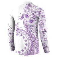 Kia Orana Cook Islands Button Sweatshirt Tiare and Stars - Lavender LT7 - Polynesian Pride