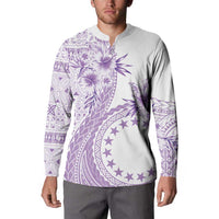 Kia Orana Cook Islands Button Sweatshirt Tiare and Stars - Lavender LT7 - Polynesian Pride