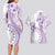 Kia Orana Cook Islands Couples Matching Long Sleeve Bodycon Dress and Hawaiian Shirt Tiare and Stars - Lavender