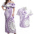 Kia Orana Cook Islands Couples Matching Off Shoulder Maxi Dress and Hawaiian Shirt Tiare and Stars - Lavender