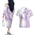 Kia Orana Cook Islands Couples Matching Off The Shoulder Long Sleeve Dress and Hawaiian Shirt Tiare and Stars - Lavender