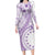 Kia Orana Cook Islands Long Sleeve Bodycon Dress Tiare and Stars - Lavender