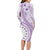 Kia Orana Cook Islands Long Sleeve Bodycon Dress Tiare and Stars - Lavender