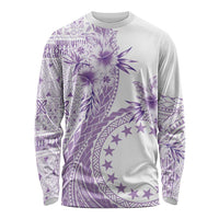 Kia Orana Cook Islands Long Sleeve Shirt Tiare and Stars - Lavender LT7 Unisex Lavender - Polynesian Pride