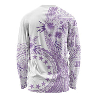 Kia Orana Cook Islands Long Sleeve Shirt Tiare and Stars - Lavender LT7 - Polynesian Pride