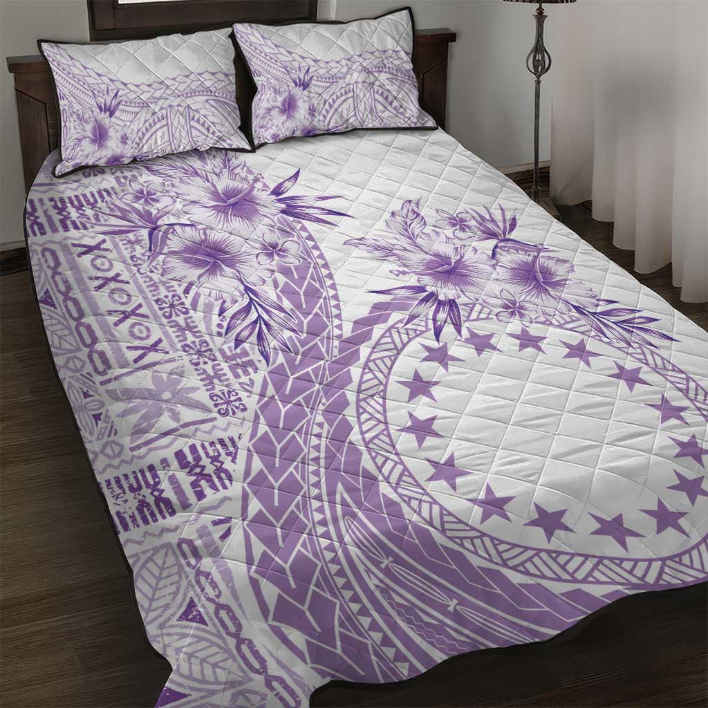 Kia Orana Cook Islands Quilt Bed Set Tiare and Stars - Lavender LT7 Lavender - Polynesian Pride