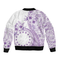 Kia Orana Cook Islands Sleeve Zip Bomber Jacket Tiare and Stars - Lavender LT7 - Polynesian Pride