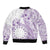 Kia Orana Cook Islands Sleeve Zip Bomber Jacket Tiare and Stars - Lavender