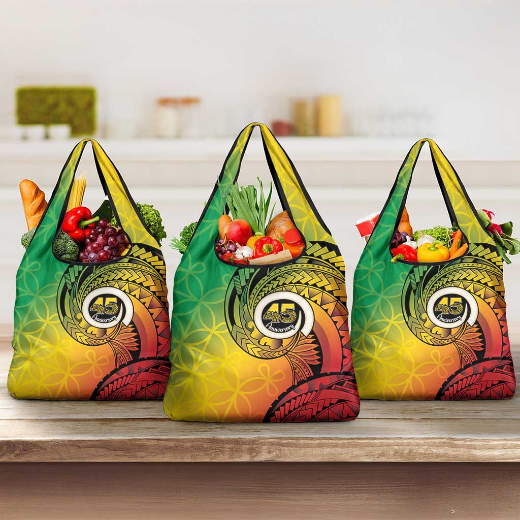 Vanuatu 45th Independence Anniversary Grocery Bag Ni-Van Sandroing LT7 3-pack One Size Colorful - Polynesian Pride