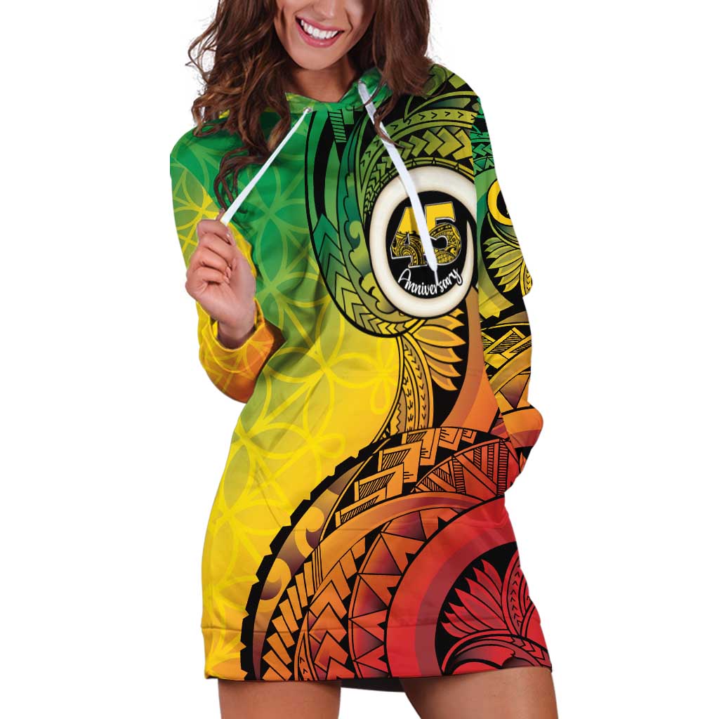 Vanuatu 45th Independence Anniversary Hoodie Dress Ni-Van Sandroing LT7 Colorful - Polynesian Pride