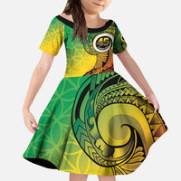 Vanuatu 45th Independence Anniversary Kid Short Sleeve Dress Ni-Van Sandroing LT7 KID Colorful - Polynesian Pride