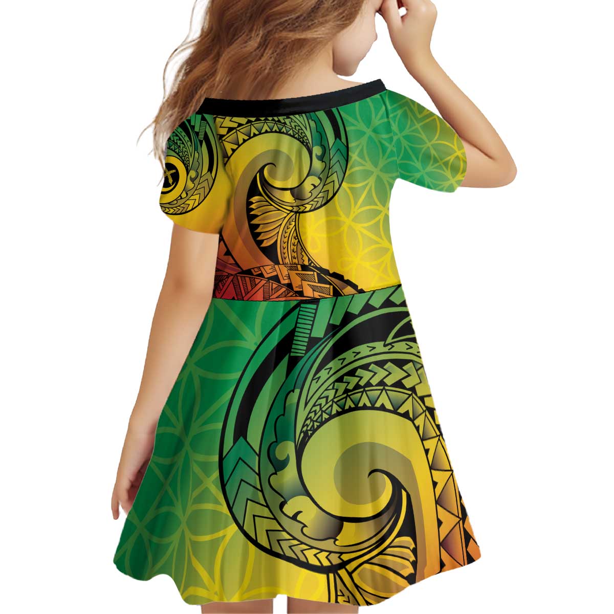 Vanuatu 45th Independence Anniversary Kid Short Sleeve Dress Ni-Van Sandroing LT7 - Polynesian Pride