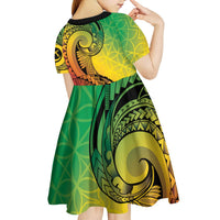 Vanuatu 45th Independence Anniversary Kid Short Sleeve Dress Ni-Van Sandroing LT7 - Polynesian Pride