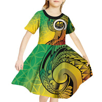 Vanuatu 45th Independence Anniversary Kid Short Sleeve Dress Ni-Van Sandroing LT7 - Polynesian Pride