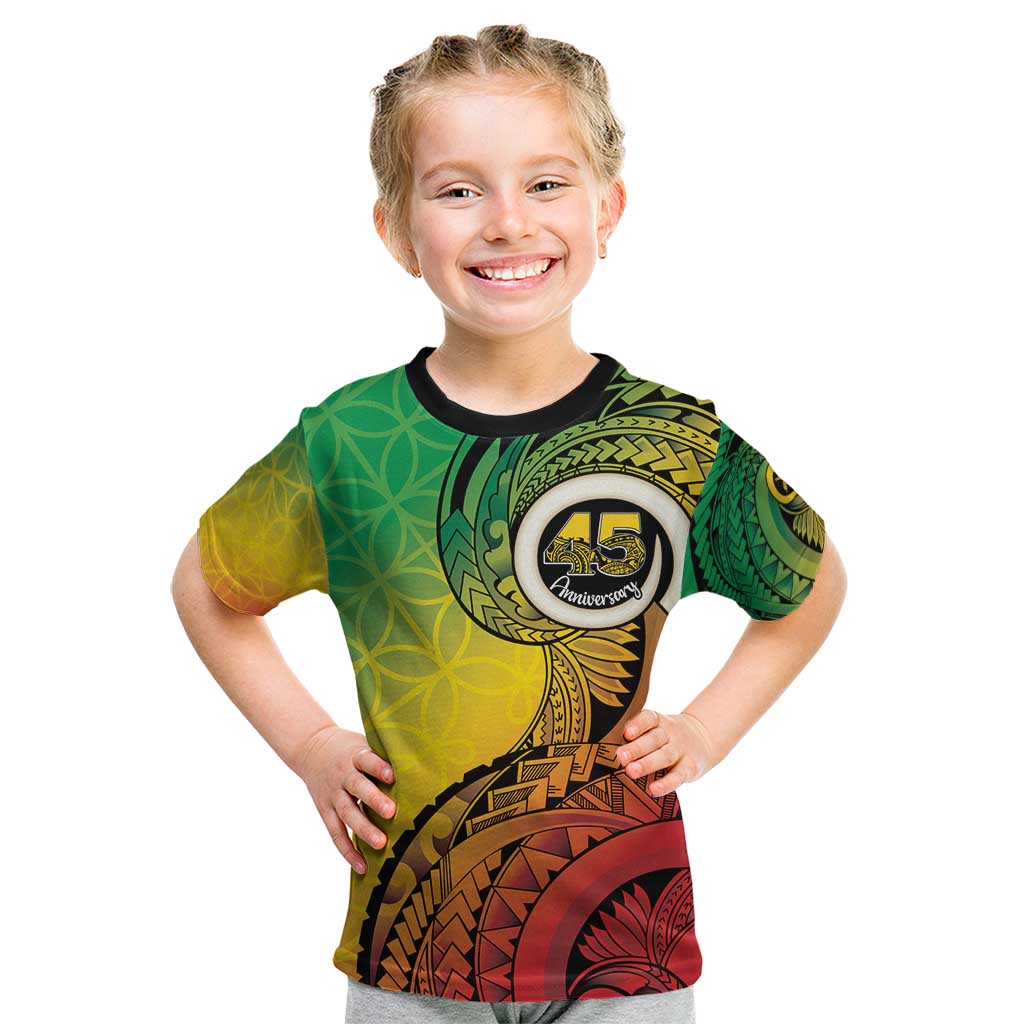 Vanuatu 45th Independence Anniversary Kid T Shirt Ni-Van Sandroing LT7 Colorful - Polynesian Pride
