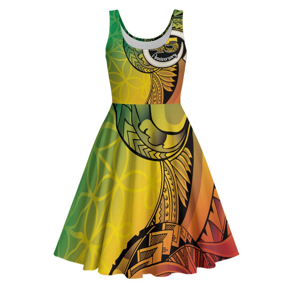 Vanuatu 45th Independence Anniversary Midi Dress Ni-Van Sandroing LT7 Colorful - Polynesian Pride