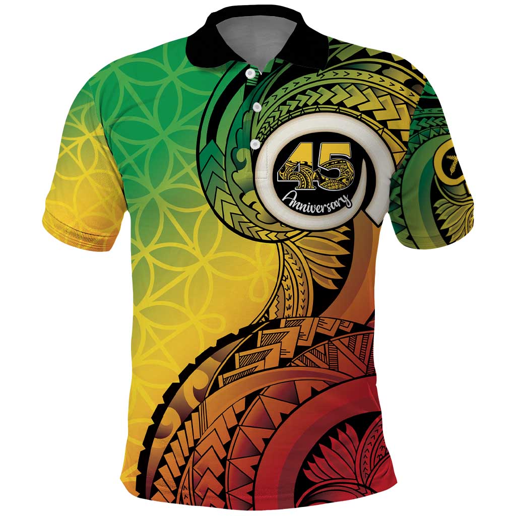 Vanuatu 45th Independence Anniversary Polo Shirt Ni-Van Sandroing LT7 Colorful - Polynesian Pride