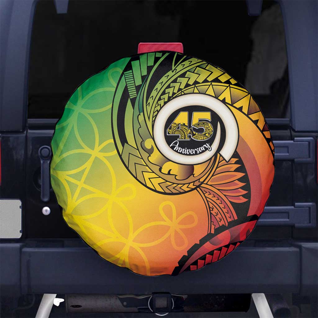 Vanuatu 45th Independence Anniversary Spare Tire Cover Ni-Van Sandroing LT7 No hole Colorful - Polynesian Pride
