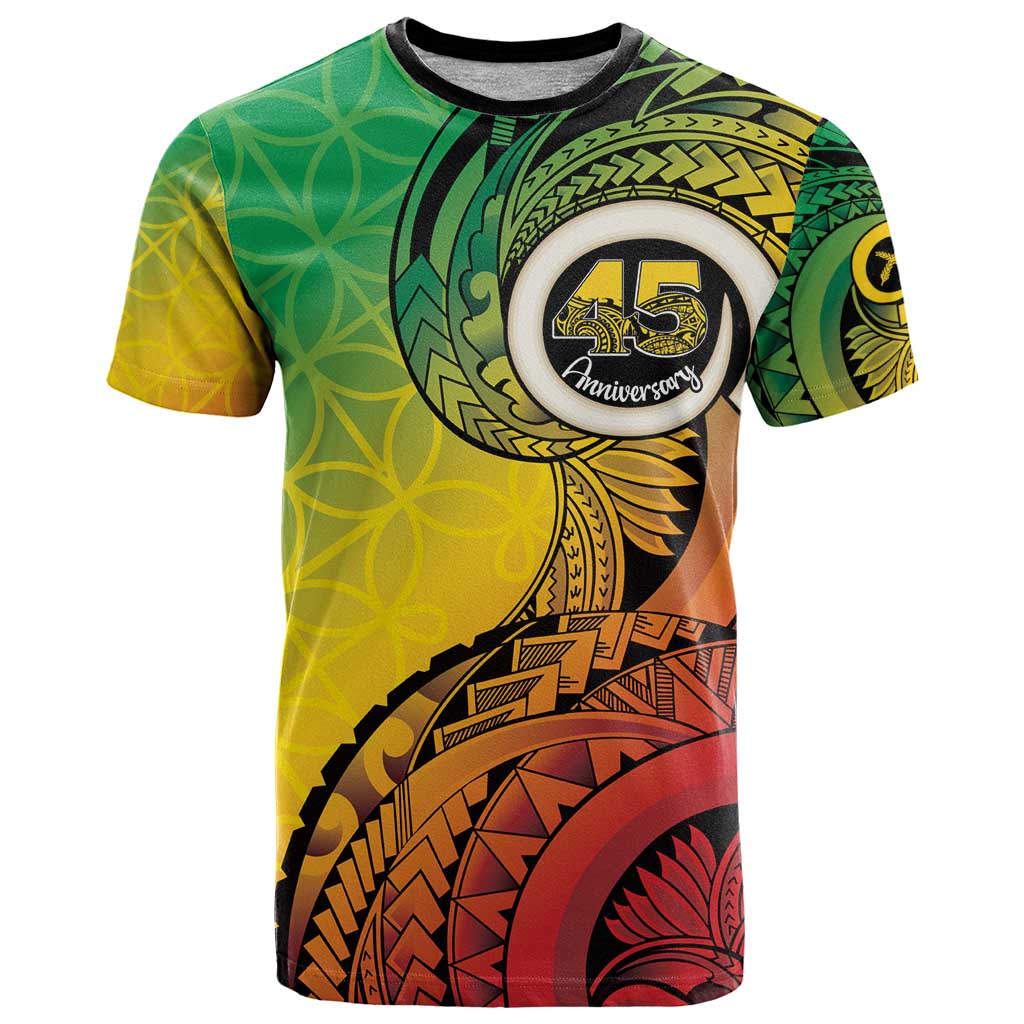 Vanuatu 45th Independence Anniversary T Shirt Ni-Van Sandroing LT7 Colorful - Polynesian Pride