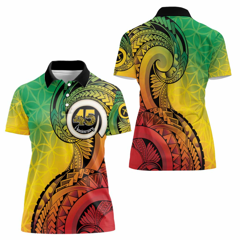 Vanuatu 45th Independence Anniversary Women Polo Shirt Ni-Van Sandroing LT7 - Polynesian Pride