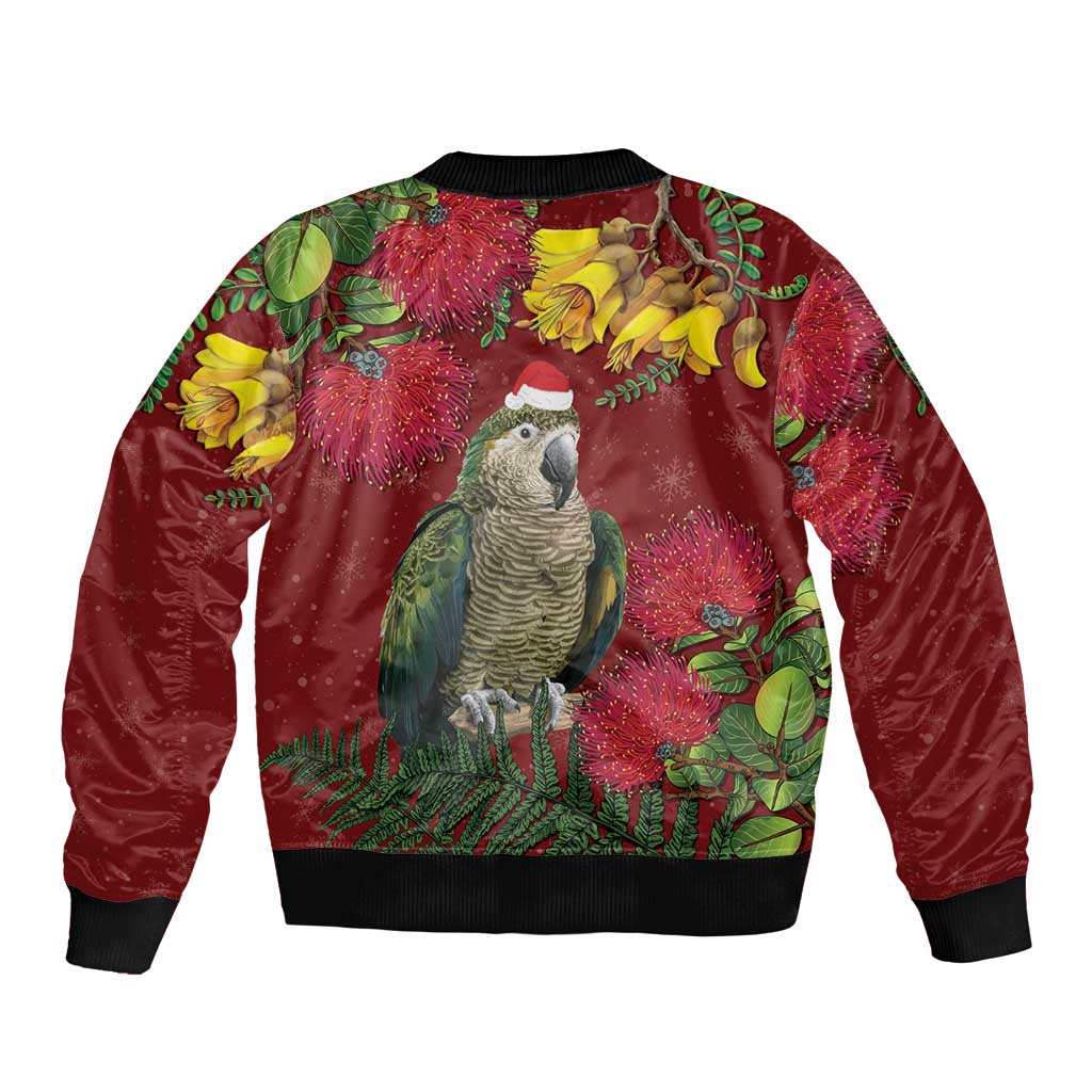 Kakapo Bird New Zealand Sleeve Zip Bomber Jacket Floral Christmas LT7 - Polynesian Pride