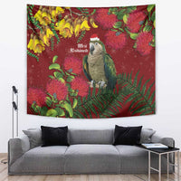 Kakapo Bird New Zealand Tapestry Floral Christmas LT7 Red - Polynesian Pride