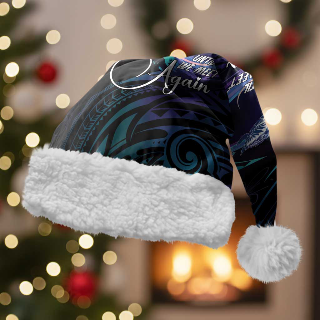 Polynesian Personalized Memorial Christmas Santa Hat Oceanic Infinity Symbol - Until We Meet Again LT7 With Fur Black - Polynesian Pride