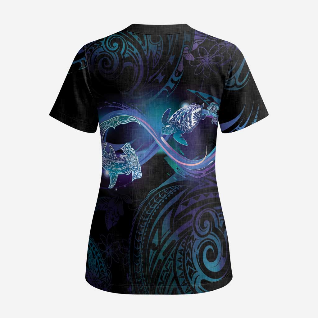Polynesian Personalized Memorial Scrub Top Oceanic Infinity Symbol - Until We Meet Again LT7 - Polynesian Pride