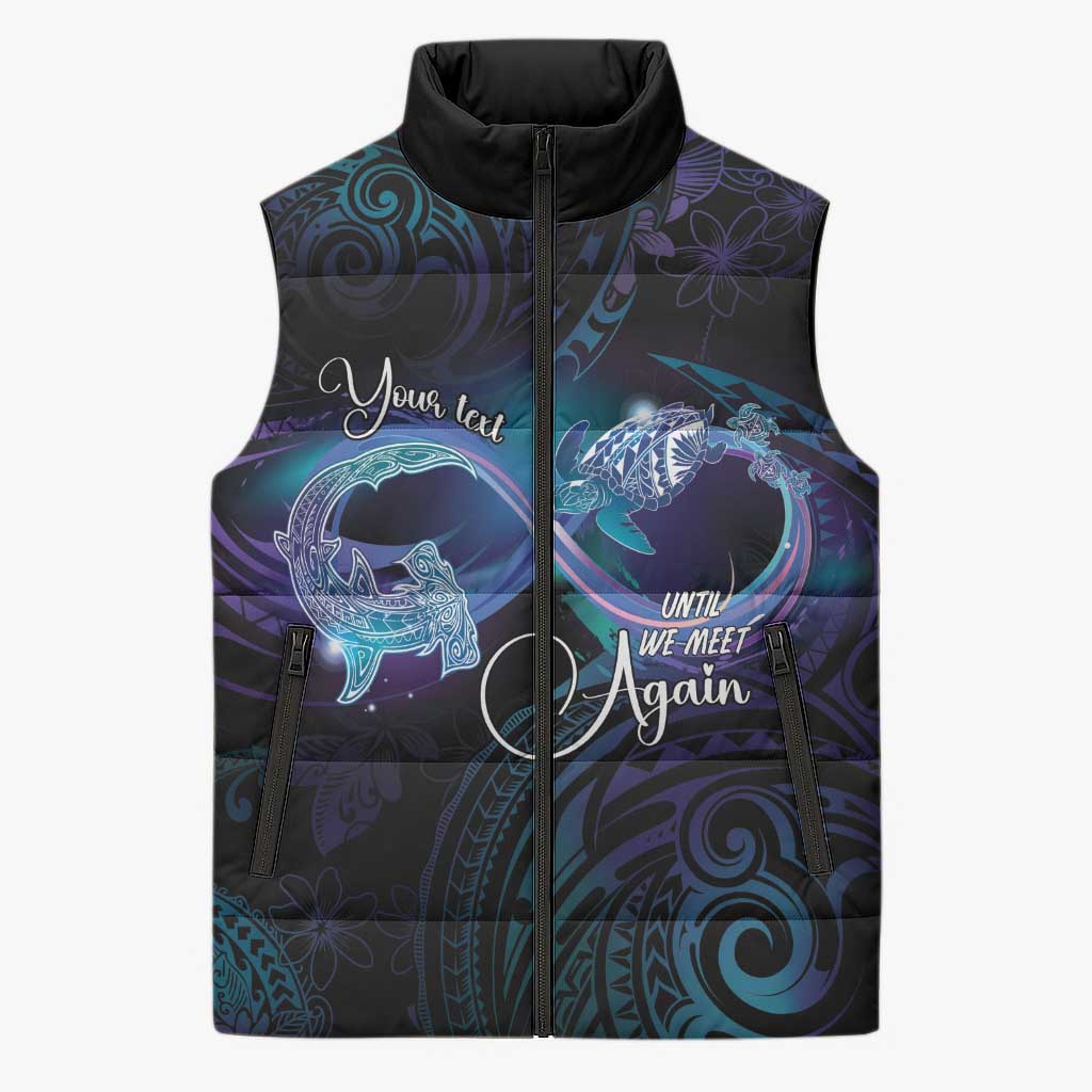 Polynesian Personalized Memorial Sleeveless Puffer Jacket Oceanic Infinity Symbol - Until We Meet Again LT7 Unisex Black - Polynesian Pride