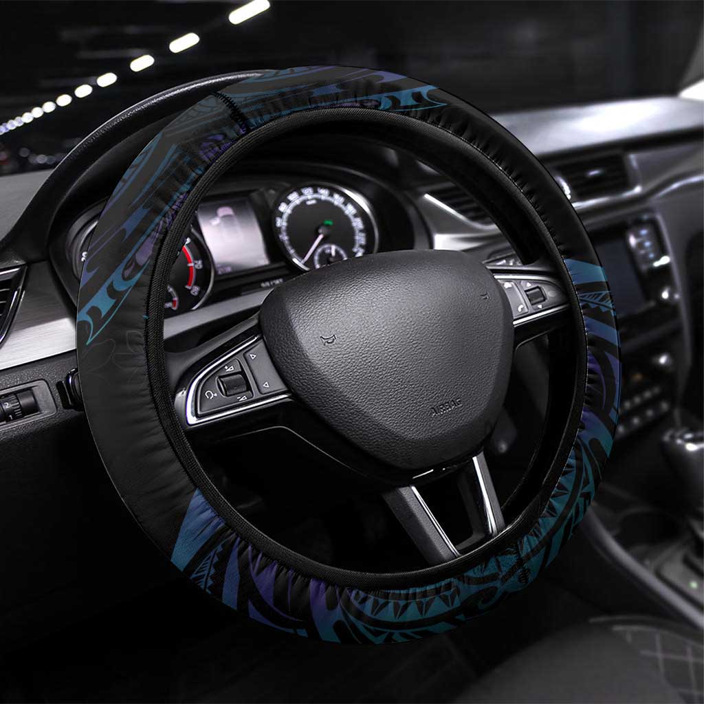Polynesian Memorial Steering Wheel Cover Oceanic Infinity Symbol - Until We Meet Again LT7 Universal Fit Black - Polynesian Pride