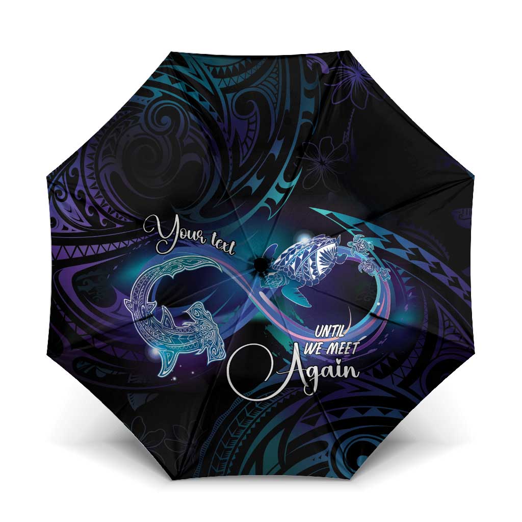 Polynesian Personalized Memorial Umbrella Oceanic Infinity Symbol - Until We Meet Again LT7 One Size Folded 11.42 inch Opened Diameter 37.4 inch Black - Polynesian Pride