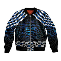 New Zealand Matariki Bomber Jacket Galaxy Styled Taniko LT7 Unisex Blue - Polynesian Pride