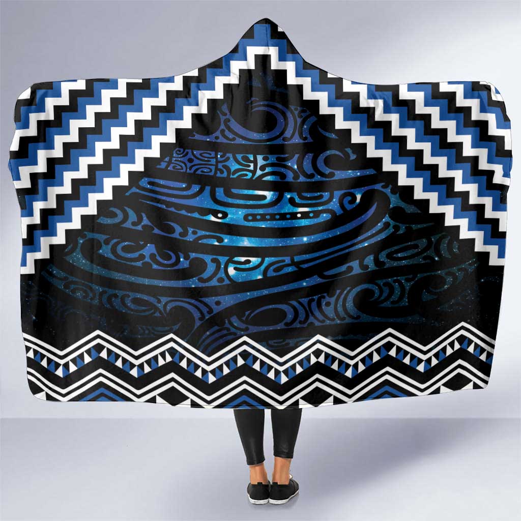 New Zealand Matariki Hooded Blanket Galaxy Styled Taniko LT7 One Size Blue - Polynesian Pride