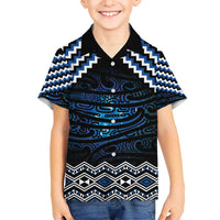 New Zealand Matariki Kid Hawaiian Shirt Galaxy Styled Taniko LT7 Kid Blue - Polynesian Pride