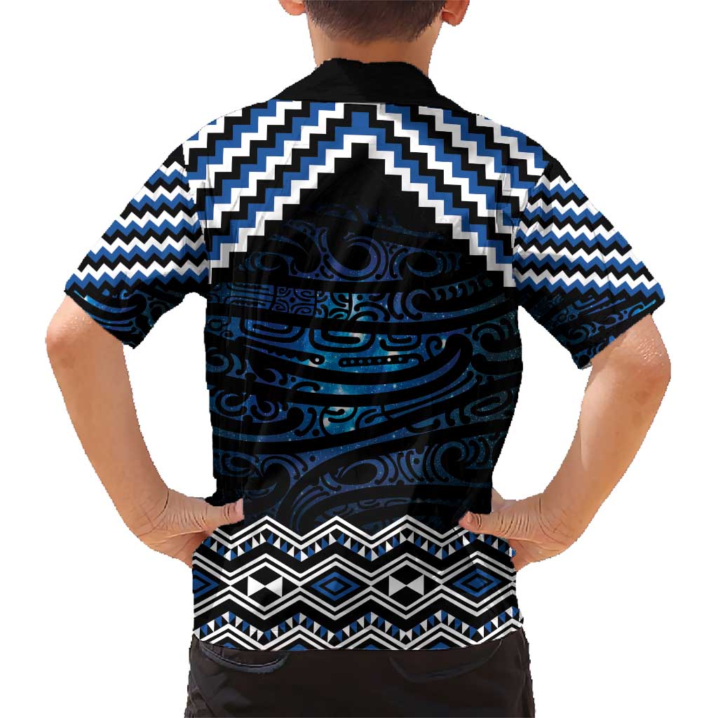 New Zealand Matariki Kid Hawaiian Shirt Galaxy Styled Taniko LT7 - Polynesian Pride