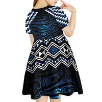 New Zealand Matariki Kid Short Sleeve Dress Galaxy Styled Taniko LT7 - Polynesian Pride