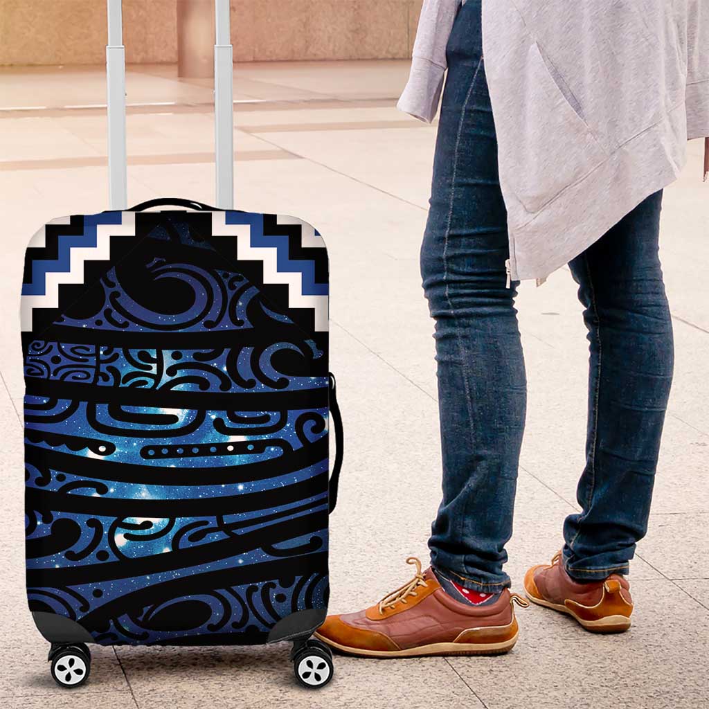 New Zealand Matariki Luggage Cover Galaxy Styled Taniko LT7 Blue - Polynesian Pride