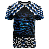 New Zealand Matariki T Shirt Galaxy Styled Taniko LT7 Blue - Polynesian Pride