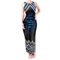 New Zealand Matariki Tank Maxi Dress Galaxy Styled Taniko LT7 Women Blue - Polynesian Pride