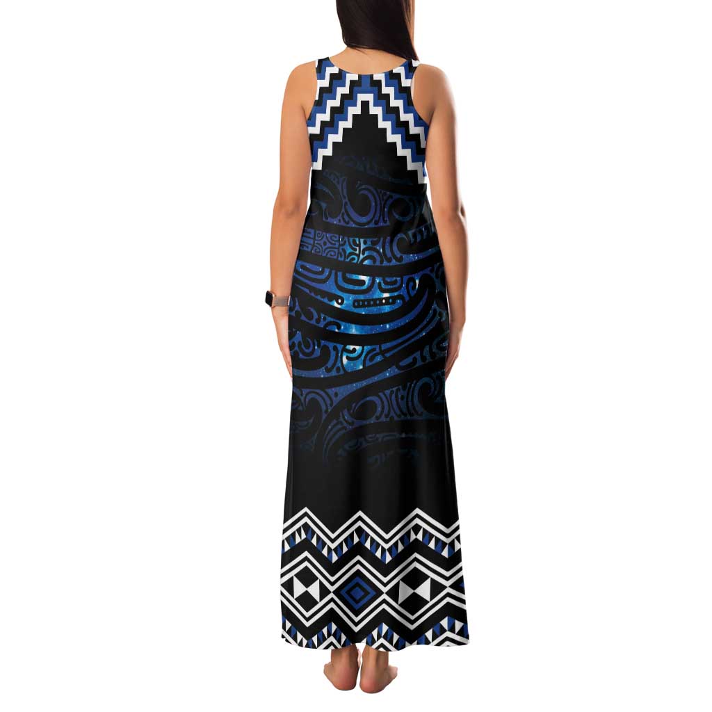 New Zealand Matariki Tank Maxi Dress Galaxy Styled Taniko LT7 - Polynesian Pride