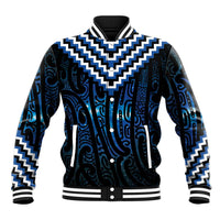 New Zealand Matariki Baseball Jacket Galaxy Poutama Motifs LT7 Unisex Blue - Polynesian Pride