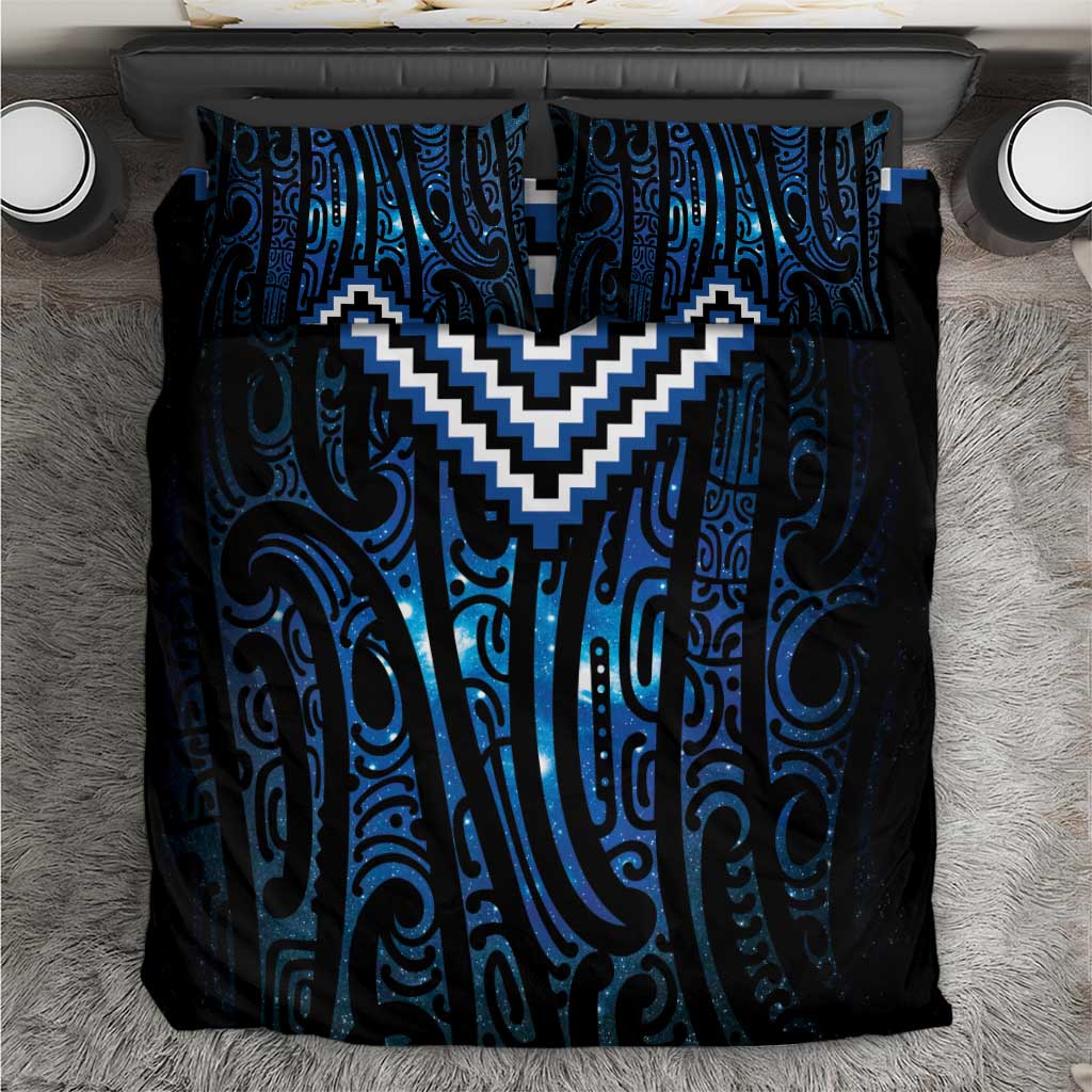 New Zealand Matariki Bedding Set Galaxy Poutama Motifs LT7 Blue - Polynesian Pride
